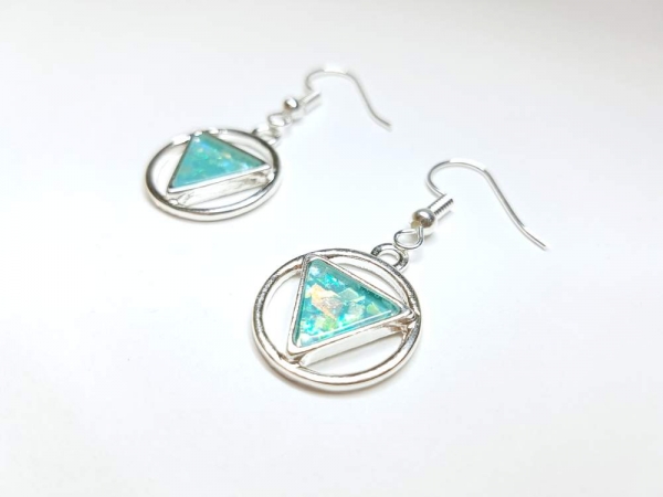 Dreieck im Kreis Ohrringe silberfarben türkis